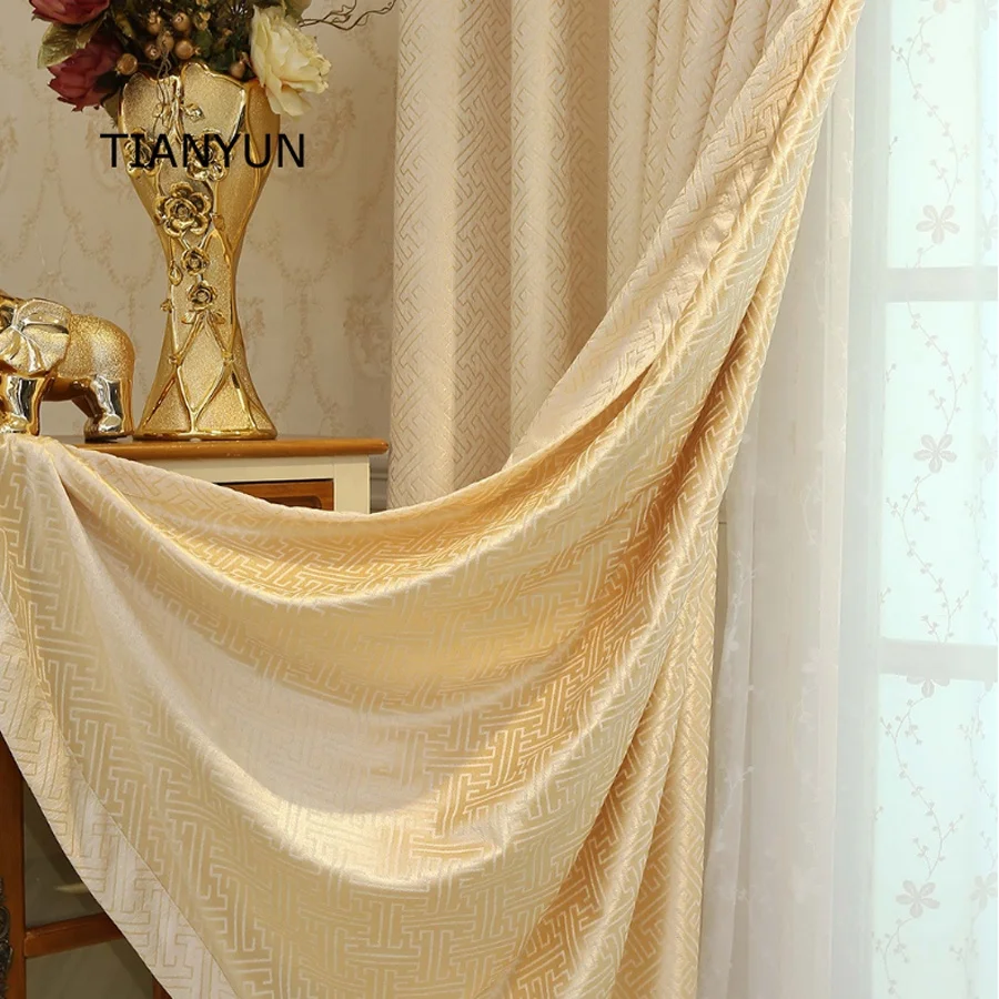Luxury Home Textiles Elegant Bedroom Ready Made Jacquard Window Curtains