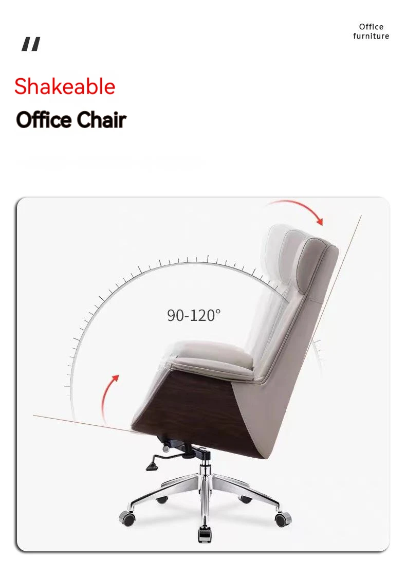 Modern Simple Lift Home Study Leather Black Boss Chair Office High Back Swivel Office Chair