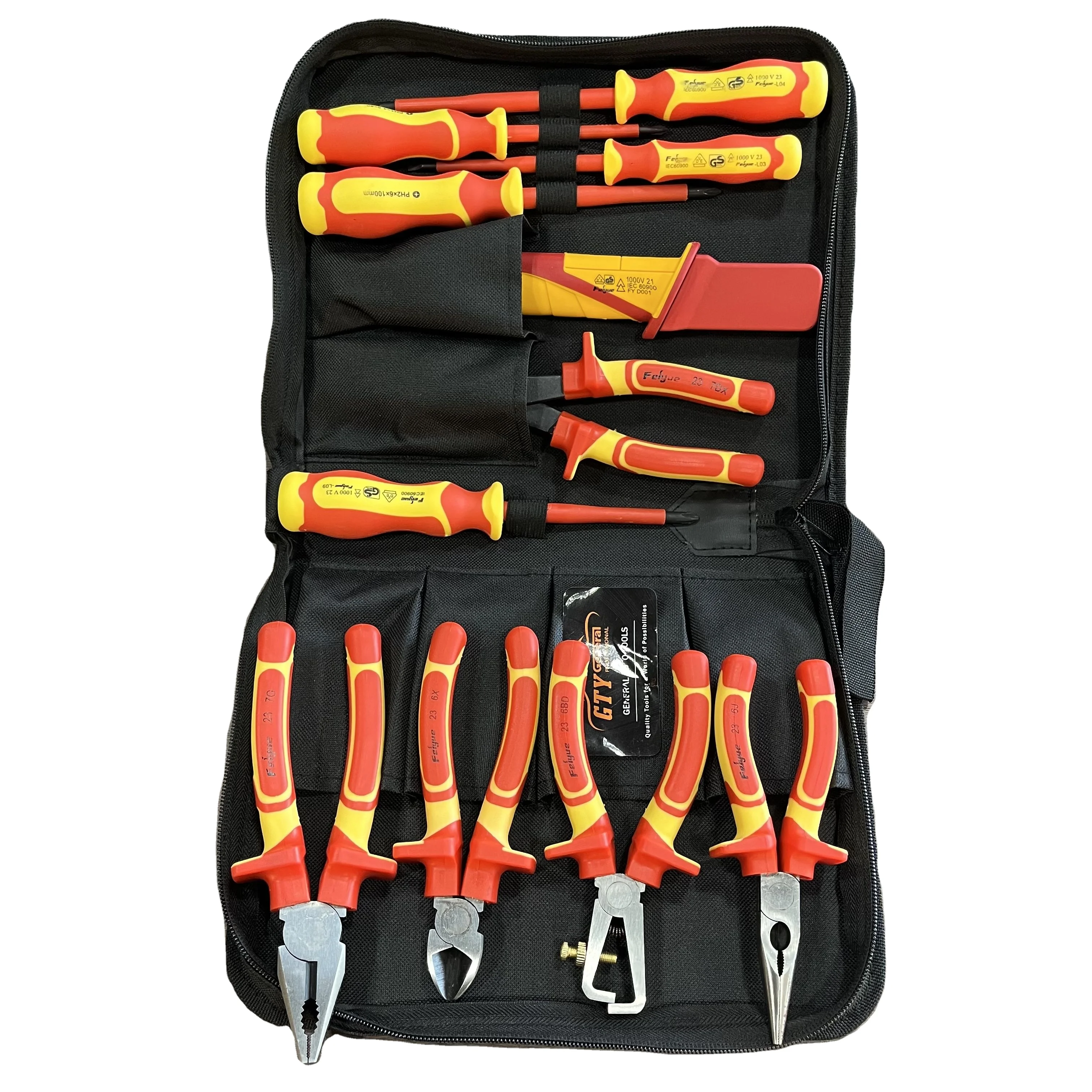 GTYPRO 11pcs Insulated Tool Set VDE wrench screwdriver socket plier set  1000v 23c Insulated hand tools