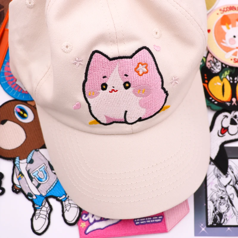 Embroidery Patch Custom Iron On Heat Press Patches Cap Patches Hat Embroidery 3D Embroidery Logo 6 Panel Dad Hat