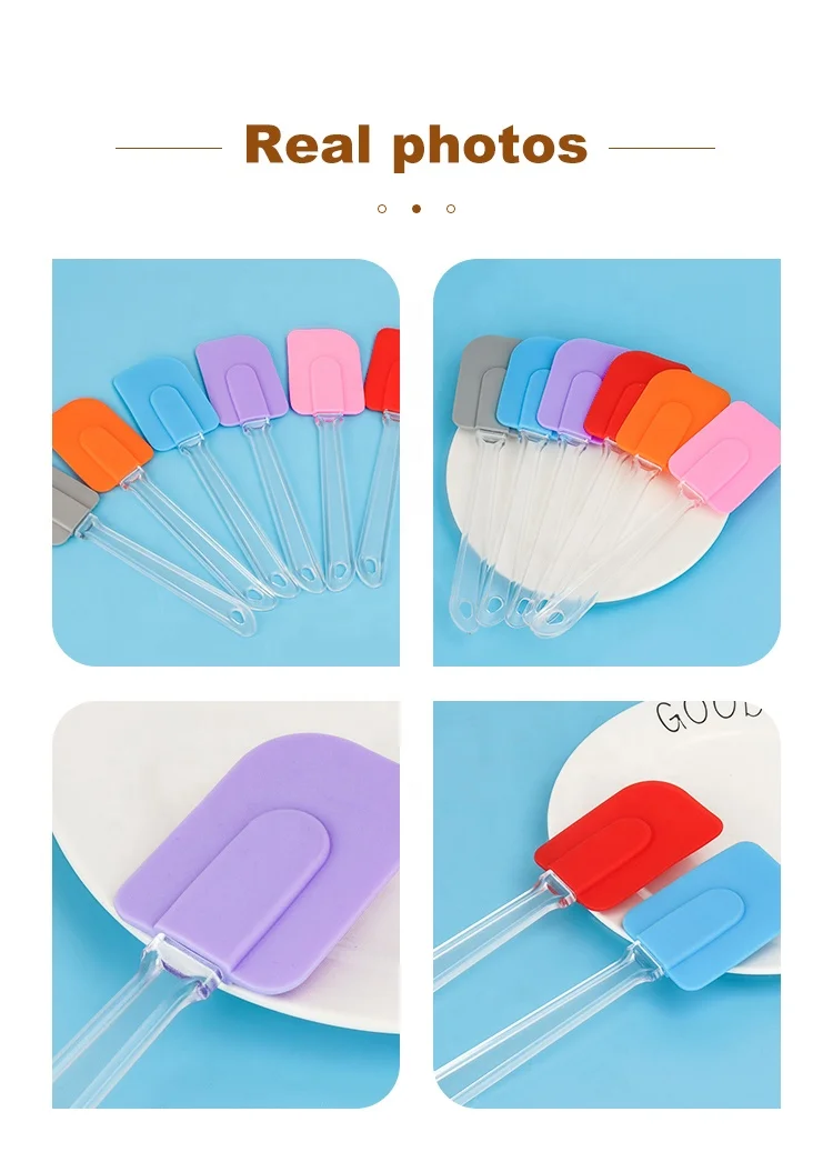 Factory Custom Plastic Handle Kitchen Baking Scraper Cake Cream Printed Silicone Spatulas For Caking