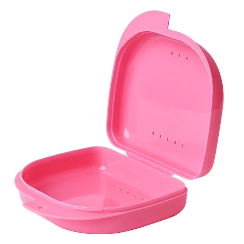 Retainer Case With Vent Holes and Hinged Lid Snaps Mouth Guard Case Orthodontic Dental Retainer Box Denture Storage Container