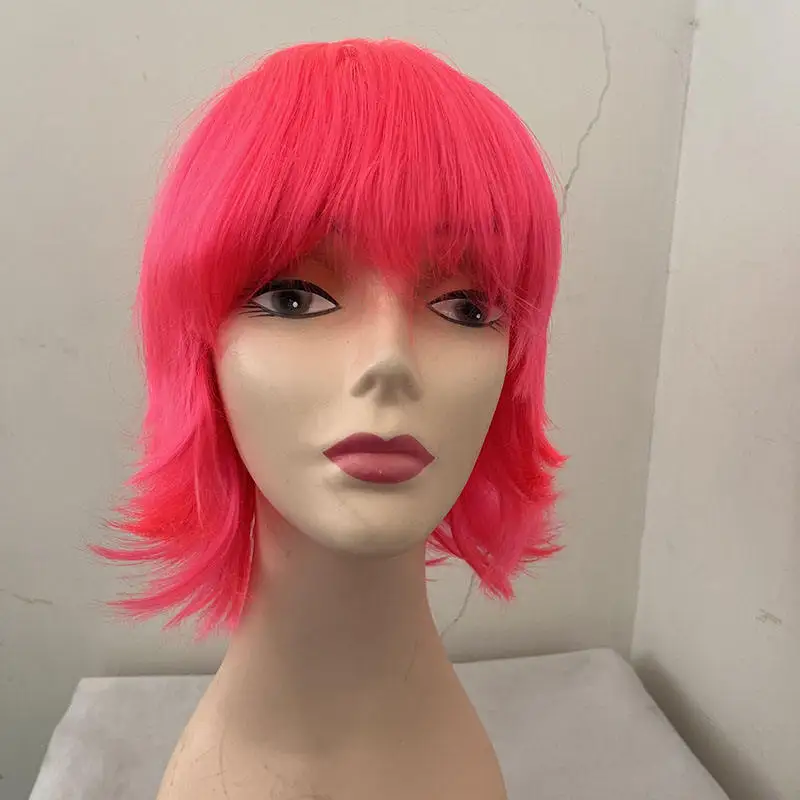 Wig Red pink Short Hair Cos Style Short Boys Wigs Cosplay Wigs For Men