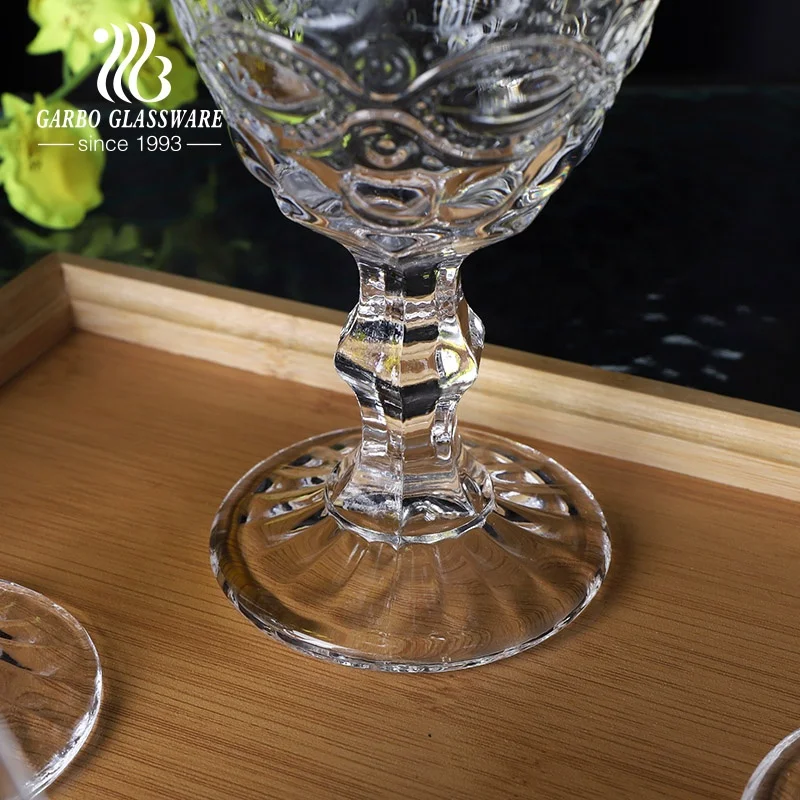 Embossed drinking glassware stem wine glass party glasses juice goblet wedding cup custom spray color stemware champagne glass