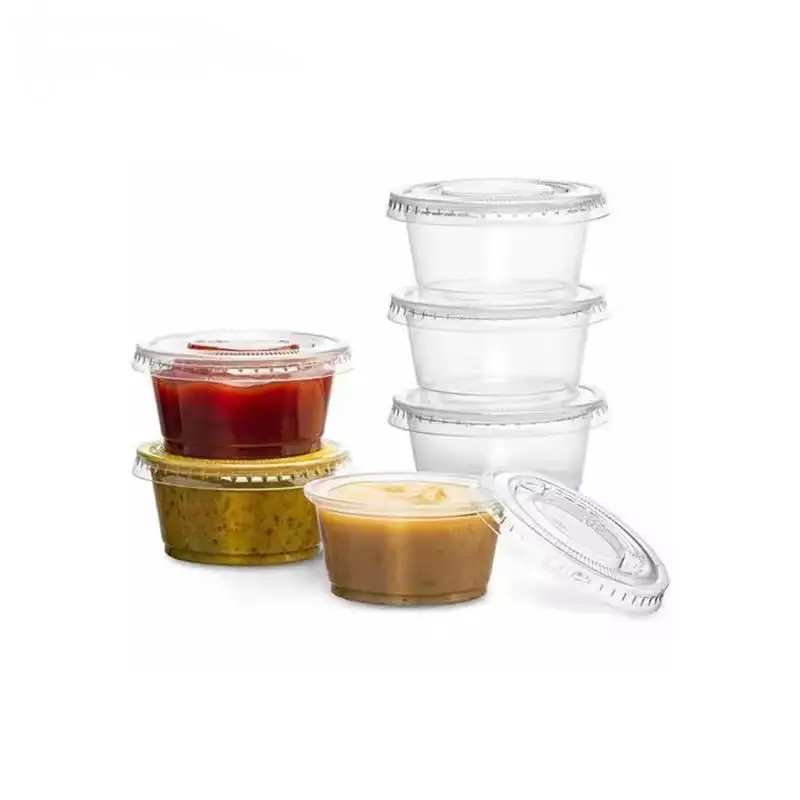 1-5oz Eco-friendly Transparent Disposable Plastic PLA Takeaway Containers Food Seasoning Sauce Cup