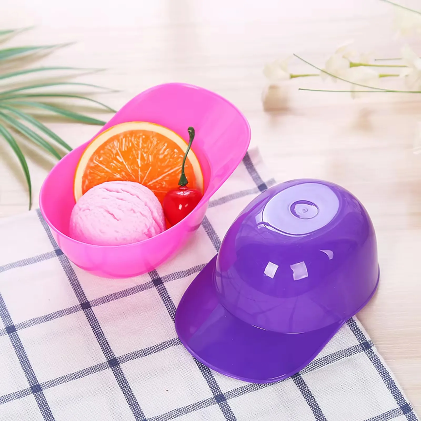 8 OZ Baseball Helmet Ice Cream Bowls Reusable Baseball Cap Shape Snack Dessert Bowls for Kids Birthday Party