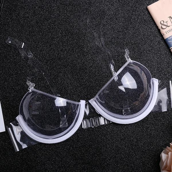 Oucheng Hot Selling Sexy Underwear Transparent Push Up Bra Wash Free Plastic Clear Adjustable Strap Invisible Bra
