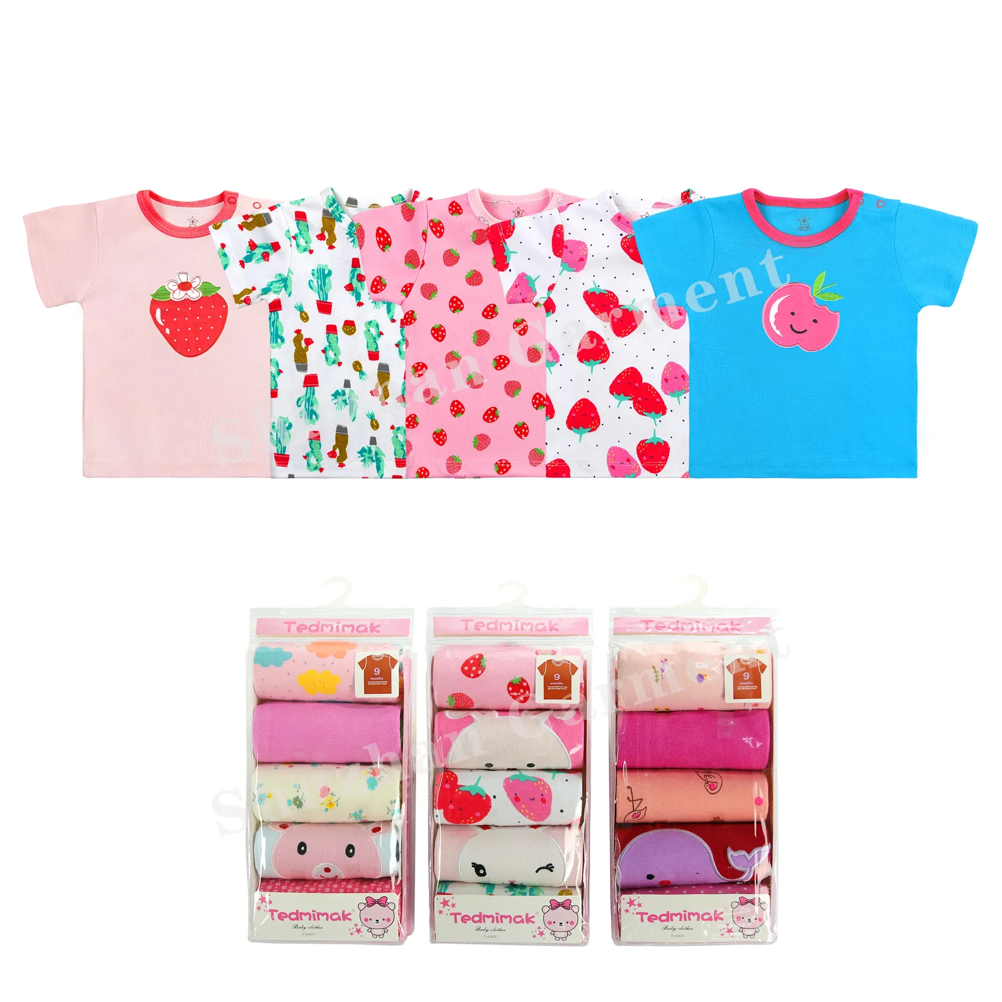 baby product clothes baby gift Soft Cotton Clothes Newborn short sleeve 5 pcs Set T shirt