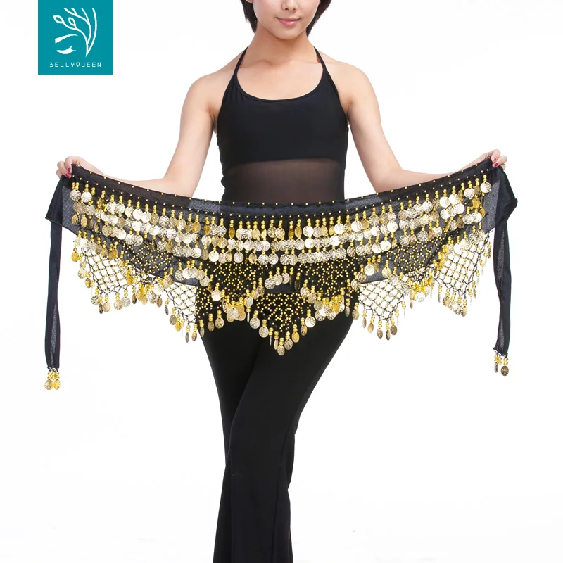 
Velvet Belly dance hip scarf belly dance belt with coins bellyqueen 