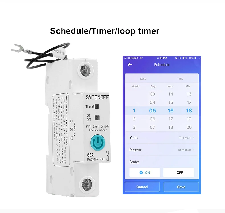 eWeLink Wifi Smart Home 1P Single Phase Circuit Breaker,Din Rail Power Consumption Energy Monitor,kWh Meter,Wattmeter,110V 220V