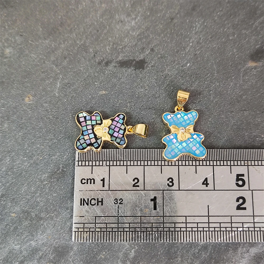 2024 High Quality 18K Gold Plated Bear Shape Unique Design Mother of Pearl Handmade Jewelry Abalone Shell Pendant Accessories