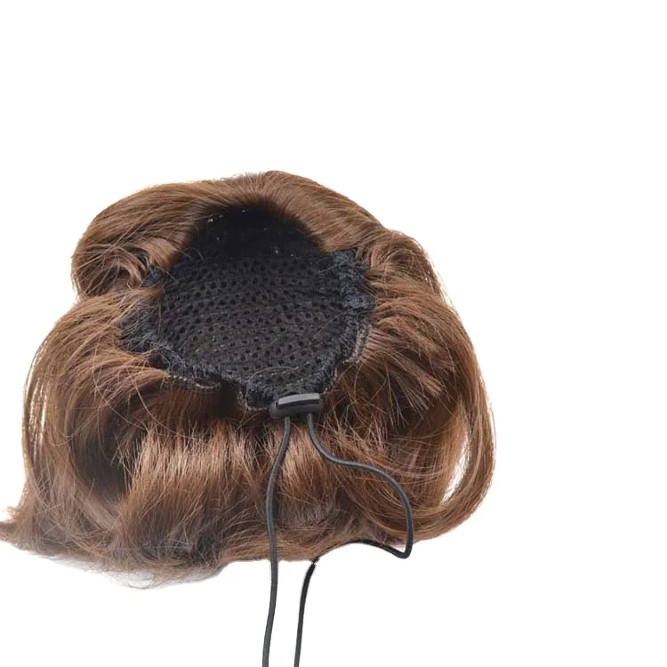 Updos Synthetic Hair High Temperature Fiber Chignon Brown Color 85g Hair Bun Pad Donut Chignon Rubber Band Hairpieces