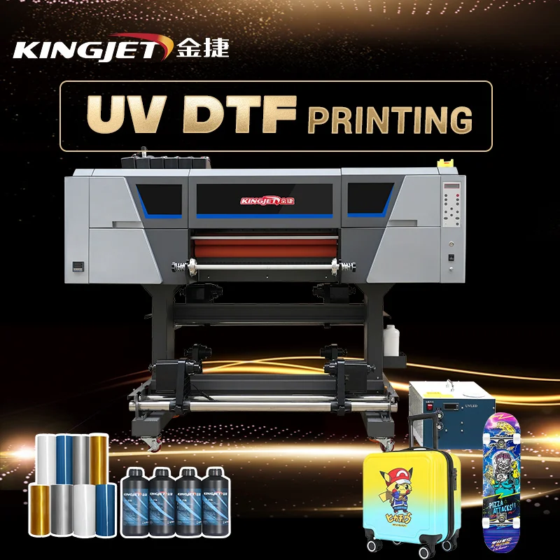 Kingjet Factory 60CM UV DTF A3 I1800 Head Printer Sticker Inkjet CMYK White UV DTF Printer With Laminator