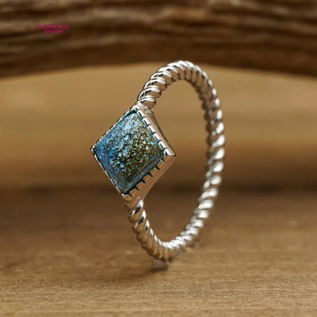 Cadermay 100% Natural Turquoise 1.2g 6ct Weight Square Blue Brown Turquoise Stone For Turquoise Ring