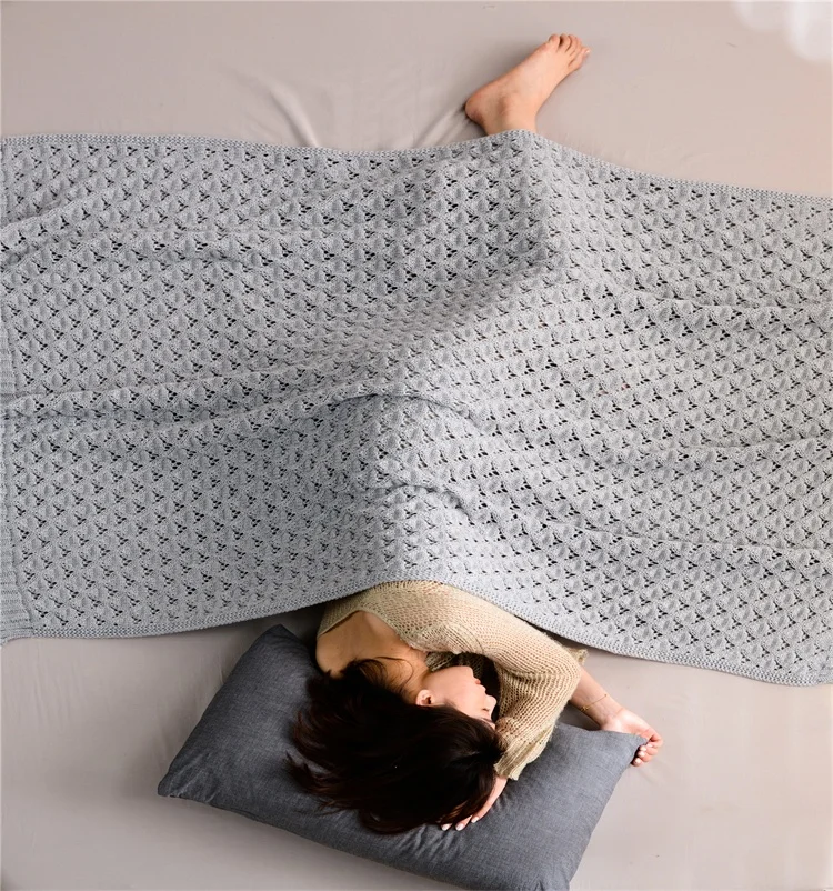 New Multicolor 100% acrylic super soft Hollow out knitted blanket LES