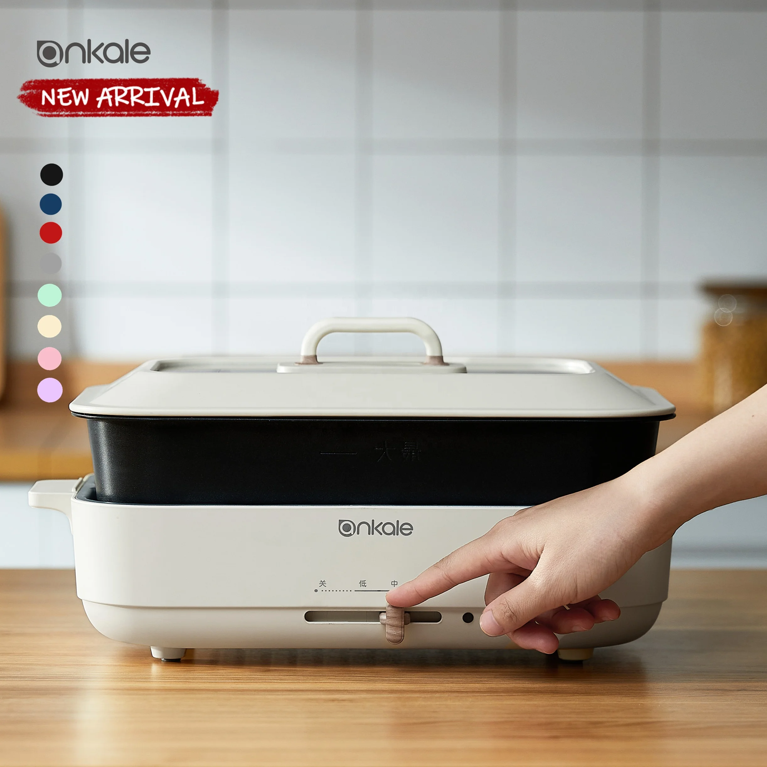 Good Quality Ceramic Electric Cooking pot  3.5L with electric Grill Pan Multifunction Frying Pan Non Stick Electric Hot Pot