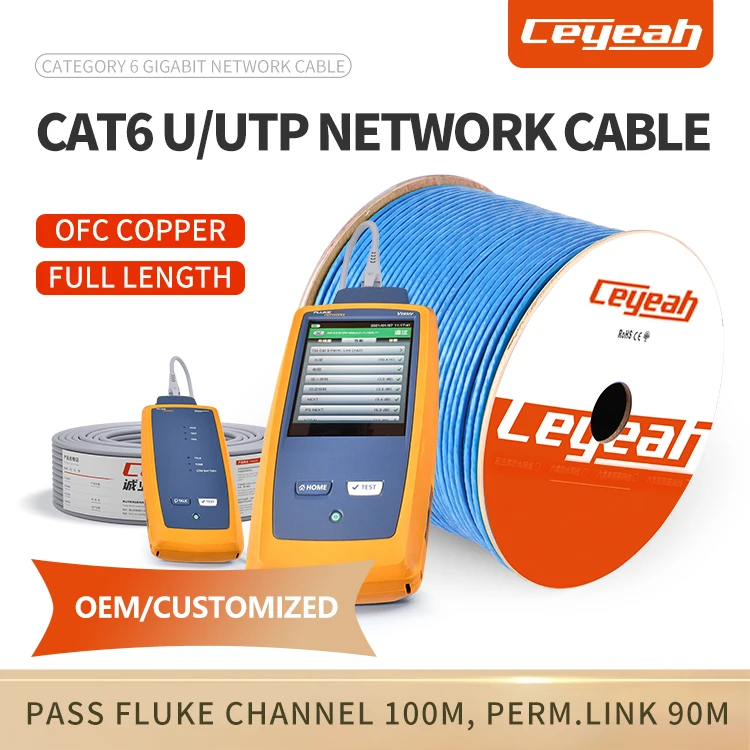Network Cable Cat6 utp 23AWG 0.57 Pass channel 100M Copper Generic Cabling POE IP Camera Blue Lan Cable 305M 1Gbps 250Mhz