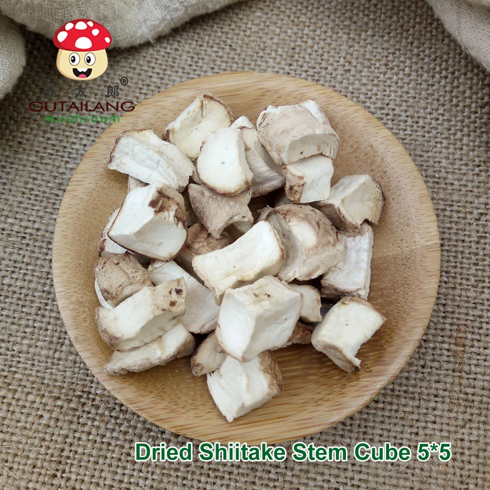 Gutailang Factory Direct Selling Dried Edible Fungi Shiitake Mushroom Stem Dice 5*5  Dried shiitake Cube Granules Kibbles Chips