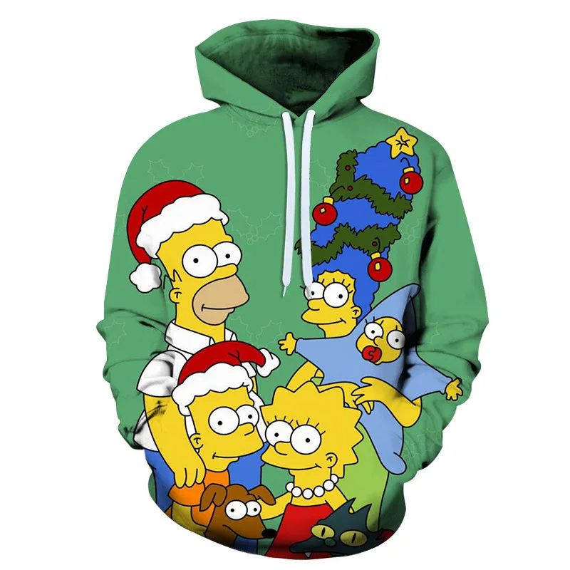Bulk Sale Custom Cartoon 3D Digital Anime Simpson 100% Polyester Unisex Men Sublimation All Over Print Pullover Hoodies