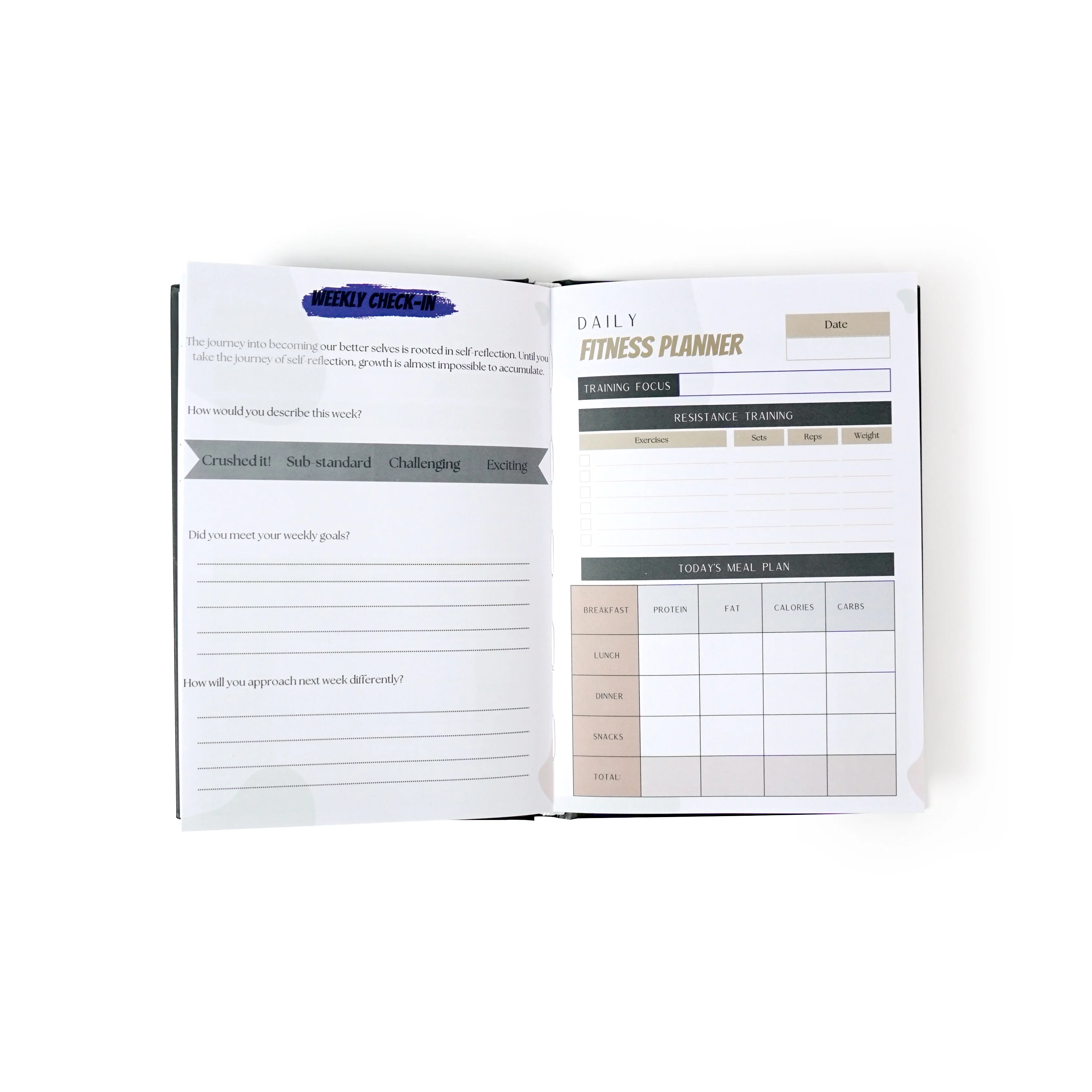 Custom Printing Daily Weekly Monthly Journal Goal Exercise Book Workout Log Book Fitness Meal Planner for Women Men