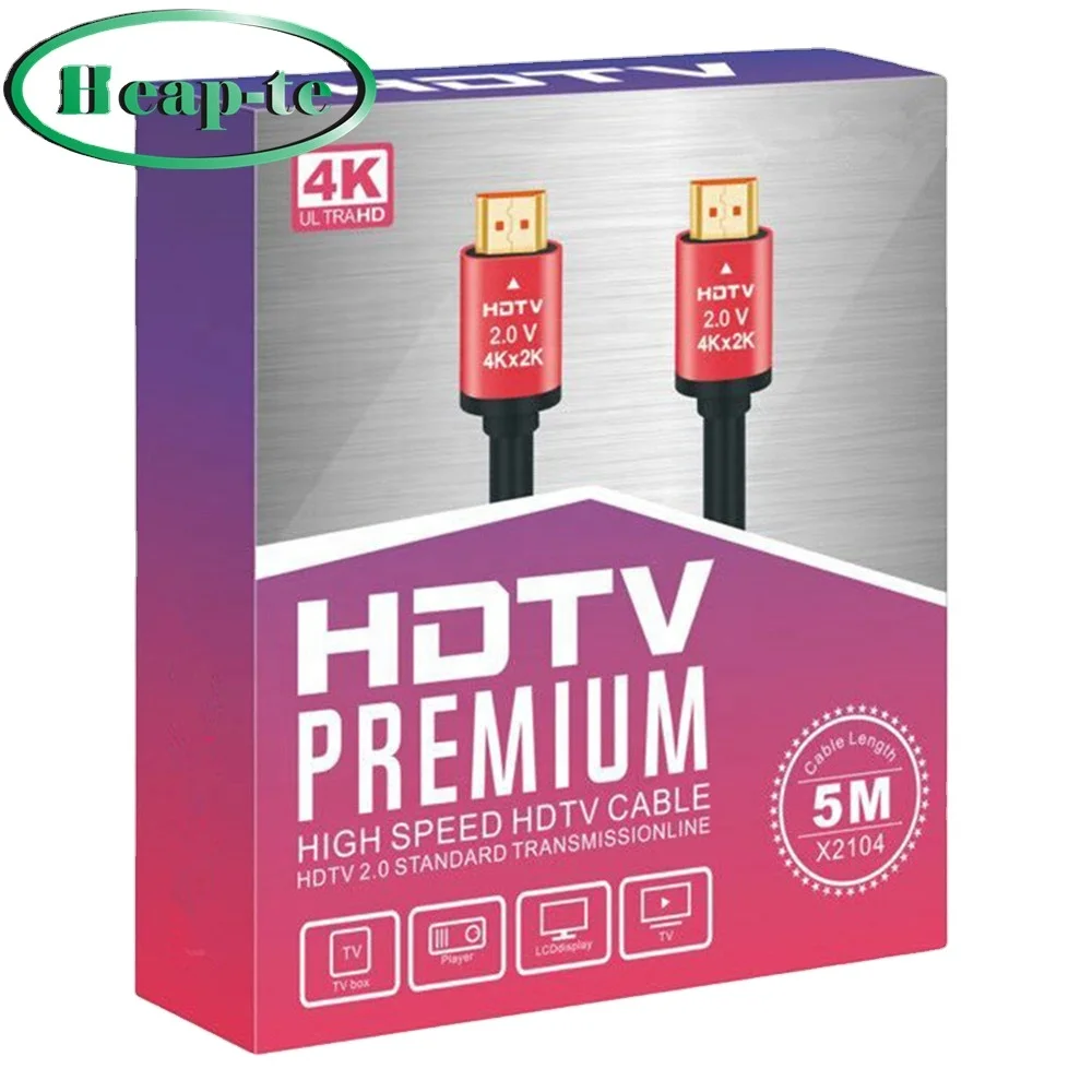 OEM Factory 2.0 HDMI CABLE 4K 1.5M 3M 5M 10M 15M 20M 30M Color box packaging