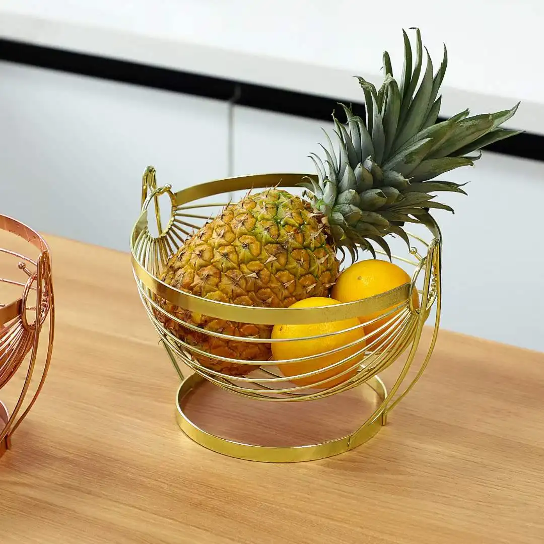 Modern Style Storage Fruit Vegetables Produce Metal Basket Rack Display Stand Swing fruit basket