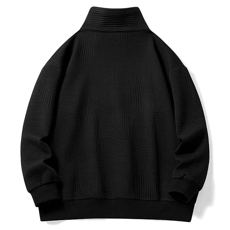 New Style Mens Sweatshirts Autumn Stand Collar Sweatshirt Plus Size Loose Plain 1/4 Zip Collar Sweatshirt