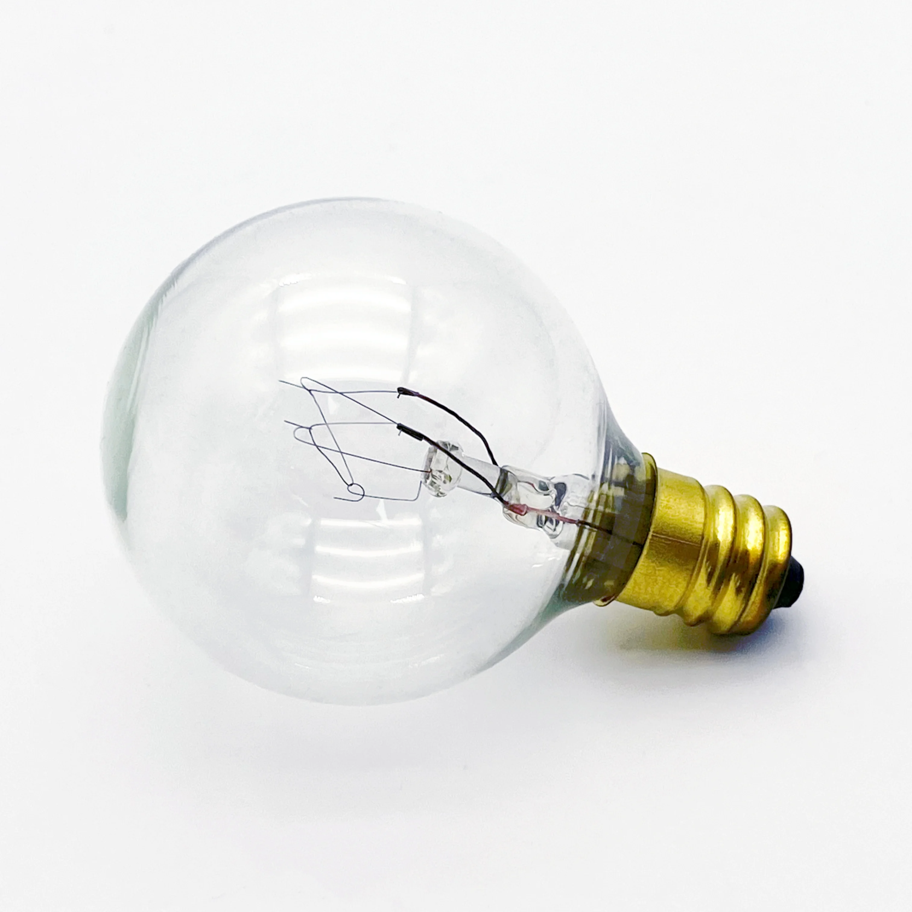Hot Sale E12 Base G40 Round Incandescent Clear Replacement Bulbs 120V 5W 15W bulbs for outdoor string lights