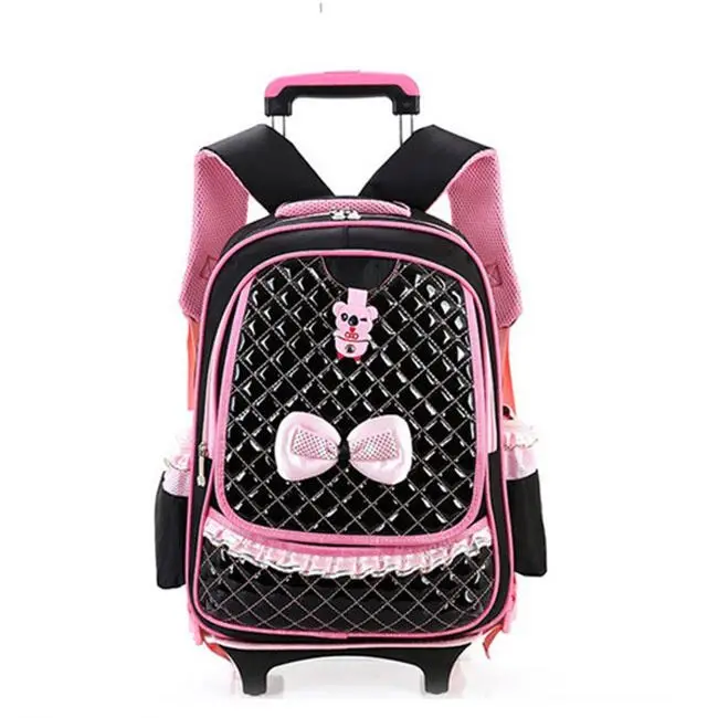 Custom Backpack pink girl school trolley bag with detachable backpack for Vietnam Market