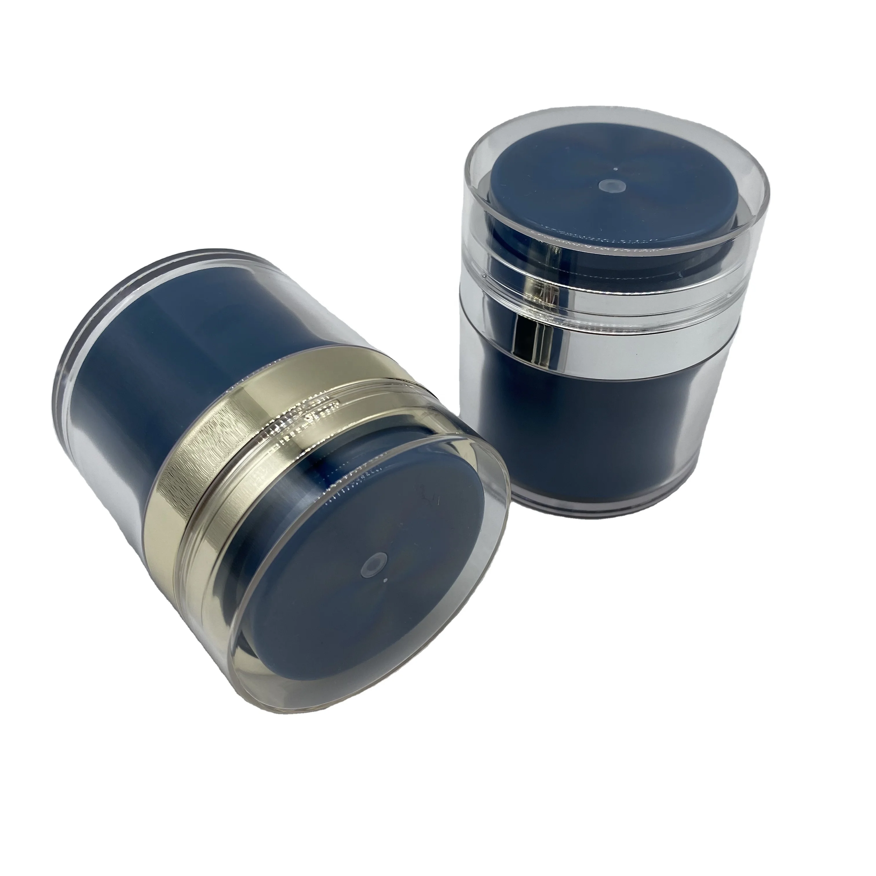 Фабричная Акриловая Двухсторонняя Серебряная банка 50 г для безвоздушного насоса с кремом/50 мл Золотая Косметическая Роскошная ухода за кожей