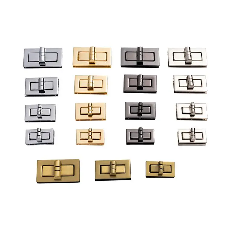 Bag Hardware Accessories Rectangle Purse Closure Turn Lock Square Clasp Twist for Handbag Clutch Buckle