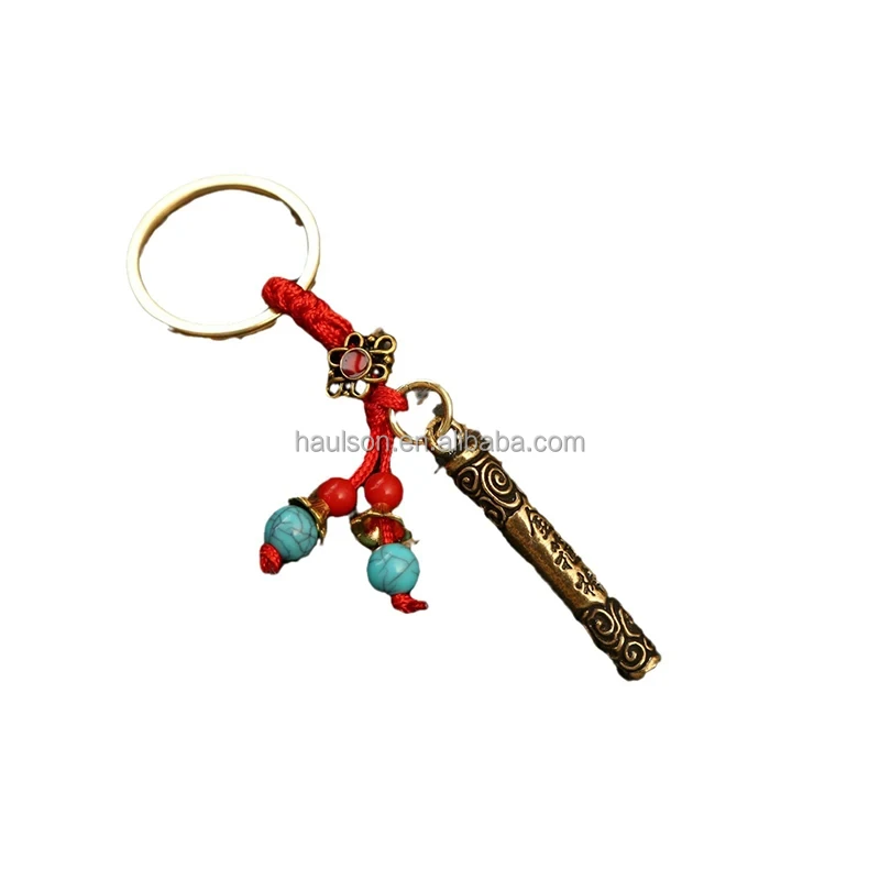 Customized Chinese Black Myth Monkey King 3D Game Keychain Brass Alloy Metal Golden Hoop Pendant Accessory Keychain