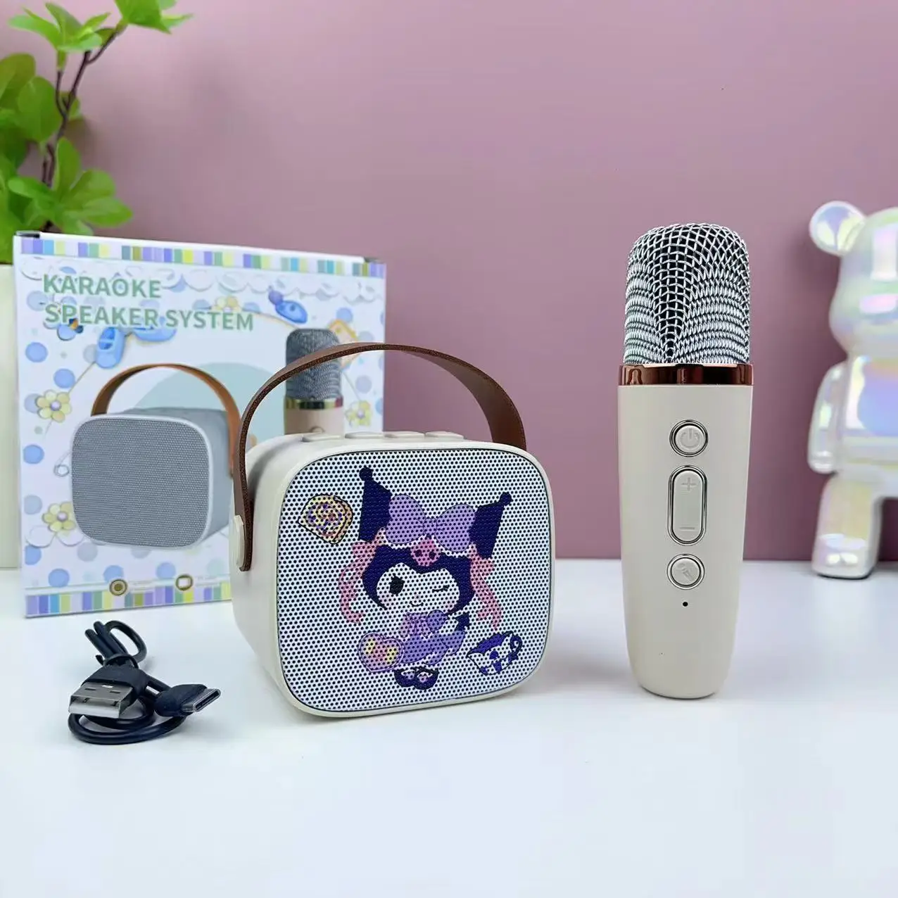Cartoon Kuromi Cinnamoroll Wireless Sing Speaker System Kawaii Melody Kids Singing Speaker Toys with one Microphone