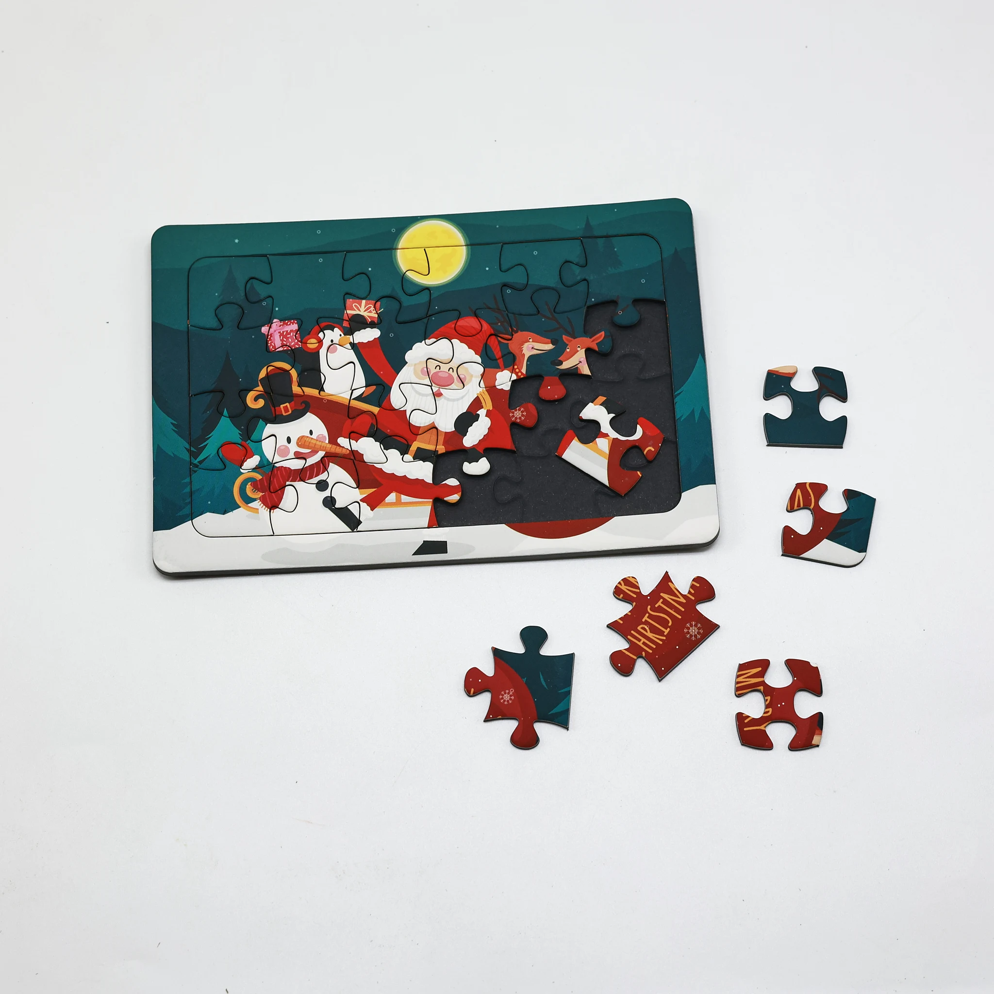 ASTM Certificates Kids DIY Stacks Building BlocksTabletop Toy Colorful Mini Jigsaw Christmas Puzzle With Envelopes Magnets