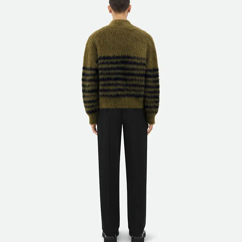 Luxury heavy mohair and wool jumper angora mohair knitted sweater for men
