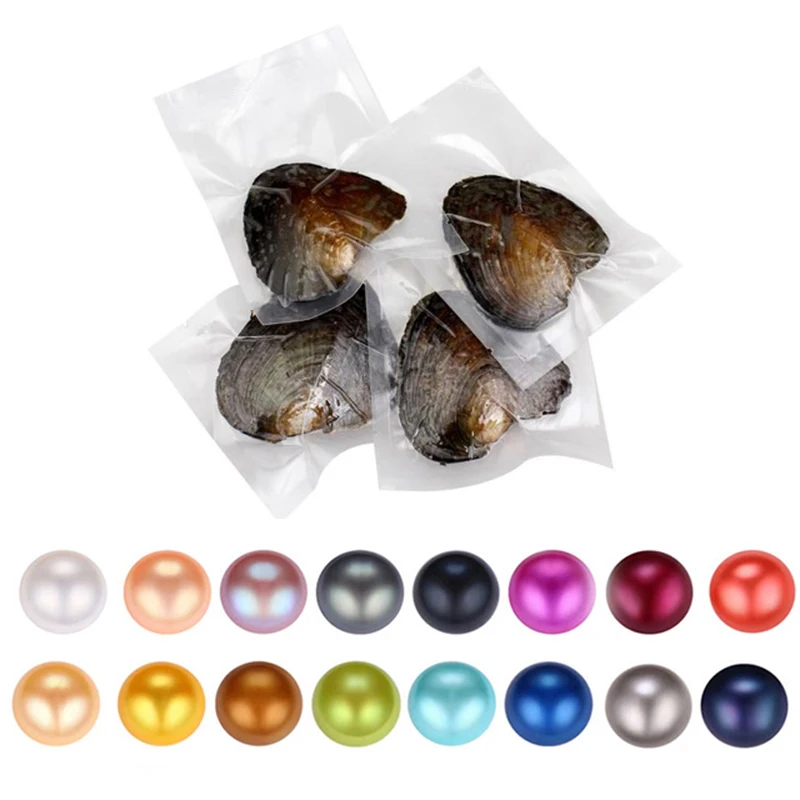 Wholesale  High quality cheap love Akoya shell pearl oyster 6-7mm red gray light blue pearl oyster with vacuum packaging