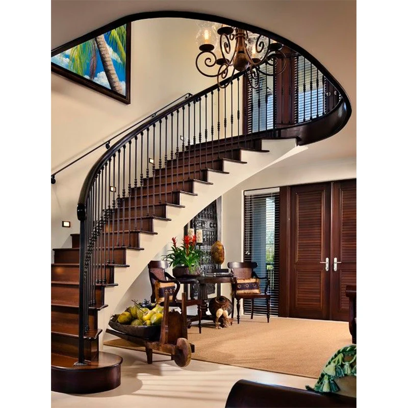 Blh-48 Modern Design Marble Curved Staircase Wrought Curved Glass Staircase Railing For House And Villa