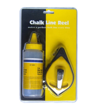 30M Black Yellow Color Plastic Chalk Line Reel With Card Packing Or Paper Box