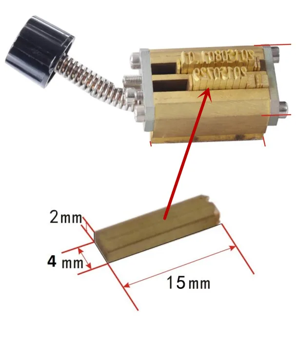 2*4*15 мм машина для кодирования даты, латунные Тисненые Буквы штампов