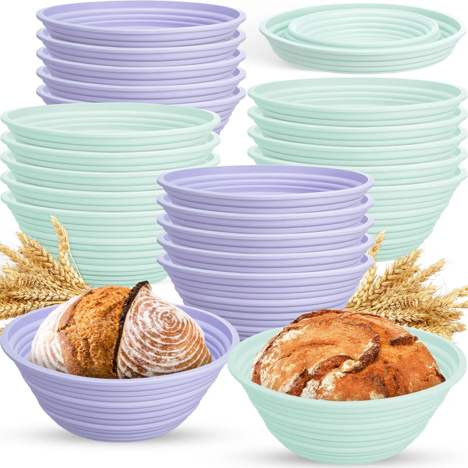 Best Price foldable silicone bread fermentation basket Yeast bread baking bowl Yeast baking bread proofing baskets