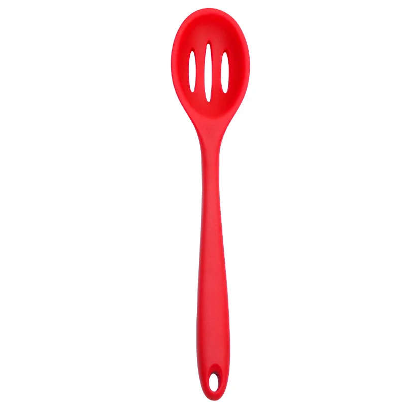 Антипригарная силиконовая ложка для смешивания с прорезями, термостойкая кухонная посуда для приготовления пищи, инструмент для выпечки, щипцы, ковш, гаджет