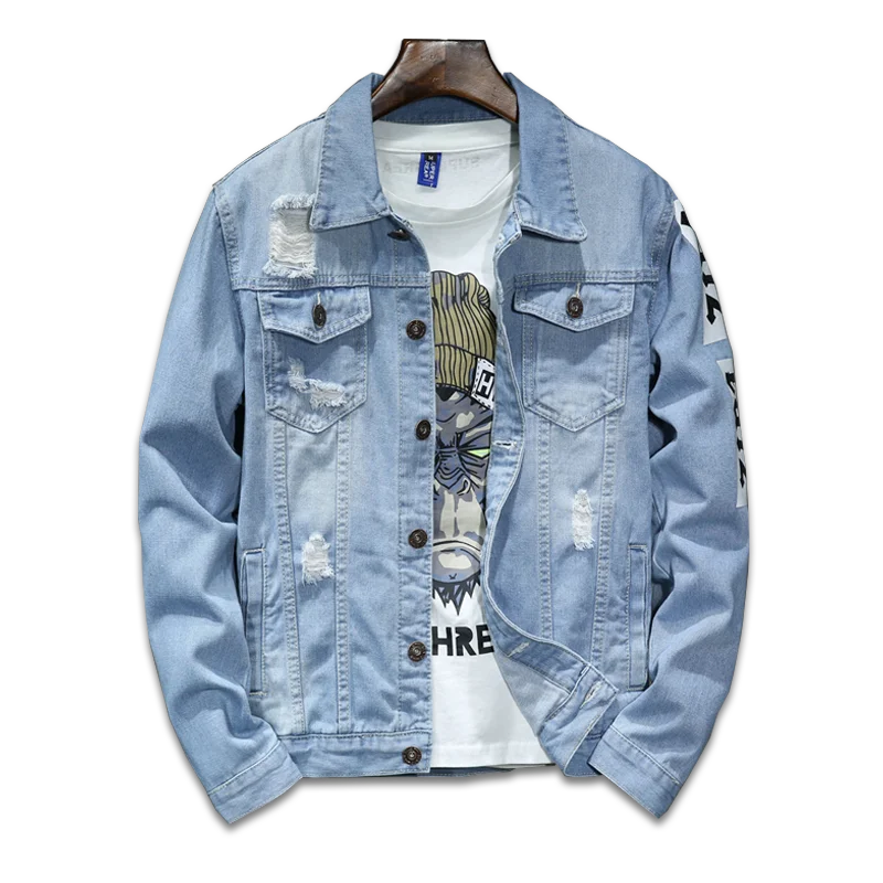 Worth buying men jean jackets Classic Casual Denim Jacket Fashion Hip Hop Streetwear Jacket