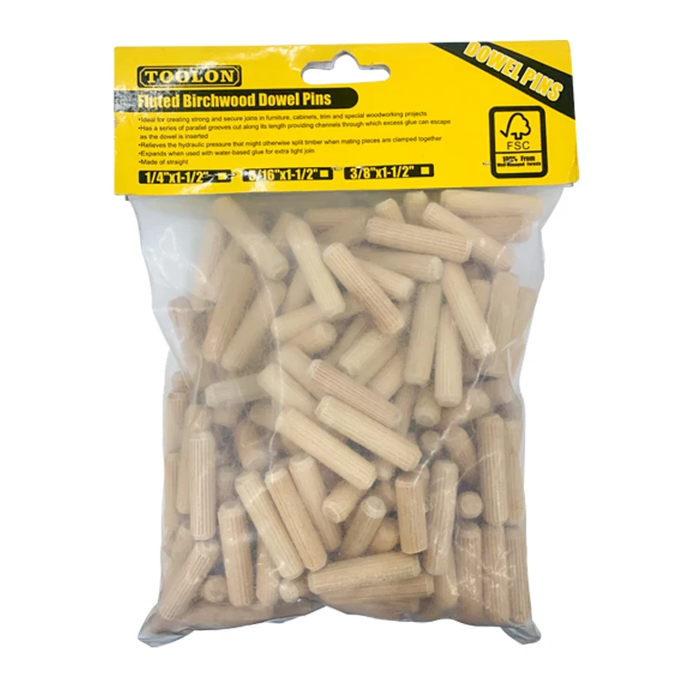 China factory 100 pieces diameter Fluted dowel pin set wooden Grooved 6 8 10mm for furniture connecting DIY  Craft