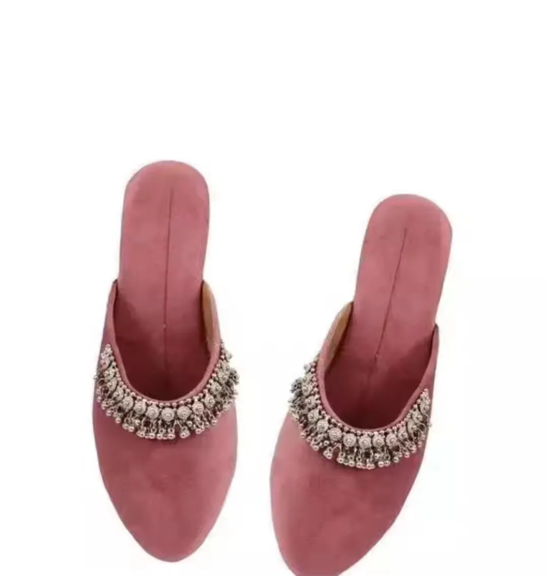 Best Collection of Ladies Rajasthani Girls Genuine Leather Flat Shoes with Rounded Style Closed Toe Lining Insole for Summer
