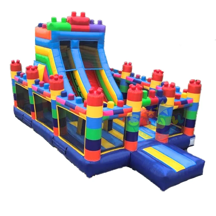 Blocks inflatable bouncer jumping bouncy castle jumper Building blocks bounce house with slide