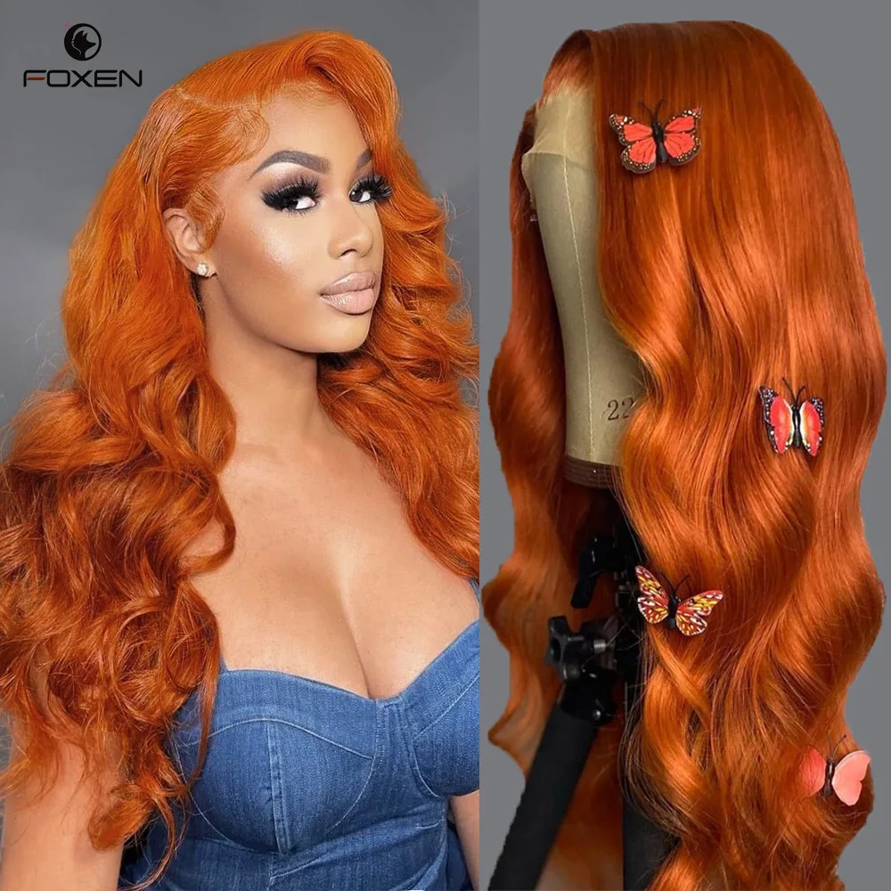 Fuxin Ginger Lace Front Wig 30 32 Inch Hd Transparent Lace Front Wig Body Wave Human Hair Wigs Remy Long Pre Plucked Hair
