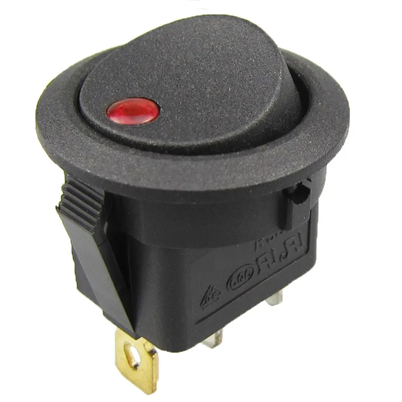 12V / 125VAC Черный круглый светодиодный индикатор вкл. Выкл.