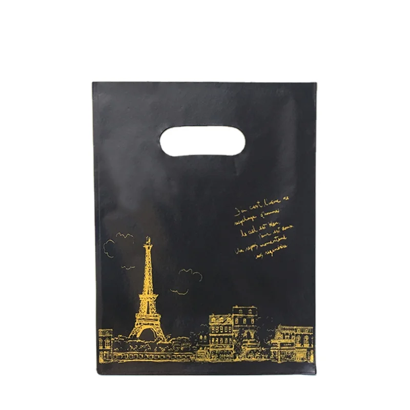 Wholesale Custom Printed logo High Density Polyethylene Environmental Protection Handle plastic die-cut shopping bag