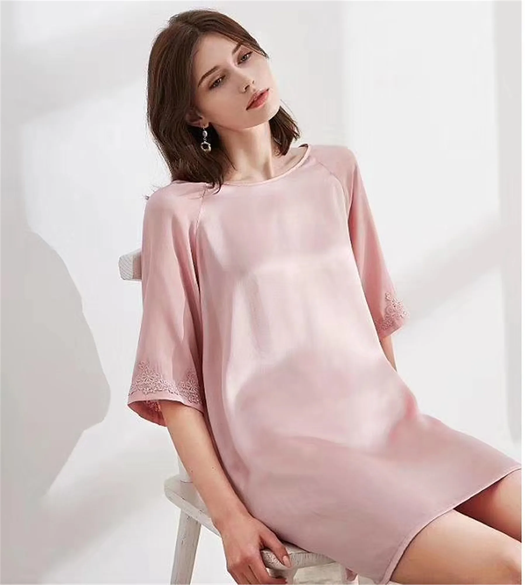 New 100% mulberry Natural silk sexy lingerie satin silk pajamas women for girl ladies sleepwear set nightwear pjs