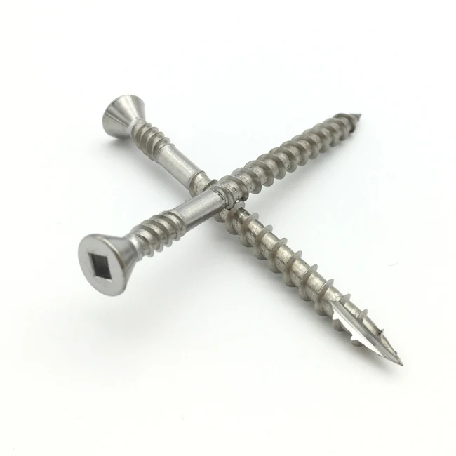 316 304 A2 A4 винты для настила из нержавеющей стали с двойной резьбой и квадратным приводом SS винты для настила из твердой древесины